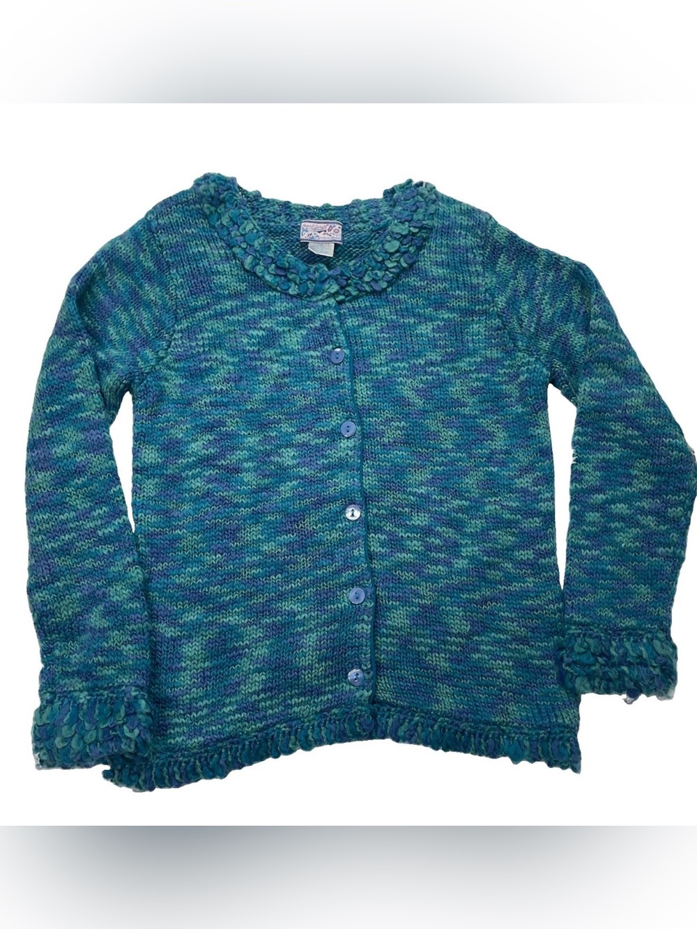 April Cornell Women’s Size M Medium Wool Blend Cardigan Sweater Cottage Ruffle